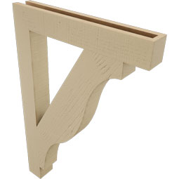 Ekena Millwork - BKTUR035X24X36FST05RCPR - Timberthane Faux Wood Funston Style Bracket, Block Ends, 3 1/2"W x 24"D x 36"H, Primed Tan
