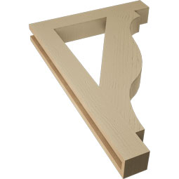 Ekena Millwork - BKTUR035X24X36FST05RCPR - Timberthane Faux Wood Funston Style Bracket, Block Ends, 3 1/2"W x 24"D x 36"H, Primed Tan