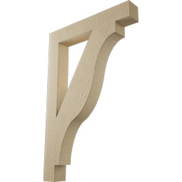 Ekena Millwork - BKTUR035X24X36FST05RCPR - Timberthane Faux Wood Funston Style Bracket, Block Ends, 3 1/2"W x 24"D x 36"H, Primed Tan