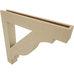Ekena Millwork - BKTUR035X26X26FST05RCPR - Timberthane Faux Wood Funston Style Bracket, Block Ends, 3 1/2"W x 26"D x 26"H, Primed Tan