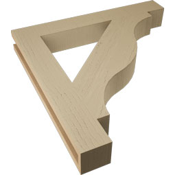 Ekena Millwork - BKTUR035X26X26FST05RCPR - Timberthane Faux Wood Funston Style Bracket, Block Ends, 3 1/2"W x 26"D x 26"H, Primed Tan