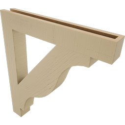 Ekena Millwork - BKTUR035X26X30FST05RCPR - Timberthane Faux Wood Funston Style Bracket, Block Ends, 3 1/2"W x 26"D x 30"H, Primed Tan