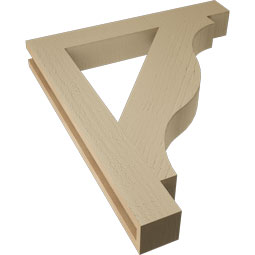 Ekena Millwork - BKTUR035X26X30FST05RCPR - Timberthane Faux Wood Funston Style Bracket, Block Ends, 3 1/2"W x 26"D x 30"H, Primed Tan