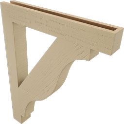 Ekena Millwork - BKTUR035X26X34FST05RCPR - Timberthane Faux Wood Funston Style Bracket, Block Ends, 3 1/2"W x 26"D x 34"H, Primed Tan