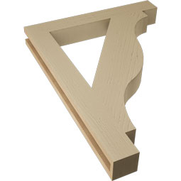 Ekena Millwork - BKTUR035X26X34FST05RCPR - Timberthane Faux Wood Funston Style Bracket, Block Ends, 3 1/2"W x 26"D x 34"H, Primed Tan