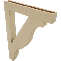 Ekena Millwork - BKTUR035X26X38FST05RCPR - Timberthane Faux Wood Funston Style Bracket, Block Ends, 3 1/2"W x 26"D x 38"H, Primed Tan