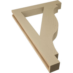 Ekena Millwork - BKTUR035X26X38FST05RCPR - Timberthane Faux Wood Funston Style Bracket, Block Ends, 3 1/2"W x 26"D x 38"H, Primed Tan