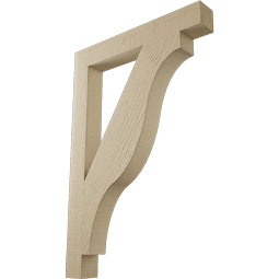 Ekena Millwork - BKTUR035X26X38FST05RCPR - Timberthane Faux Wood Funston Style Bracket, Block Ends, 3 1/2"W x 26"D x 38"H, Primed Tan