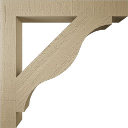 Ekena Millwork - BKTUR035X28X28FST05RCPR - Timberthane Faux Wood Funston Style Bracket, Block Ends, 3 1/2"W x 28"D x 28"H, Primed Tan