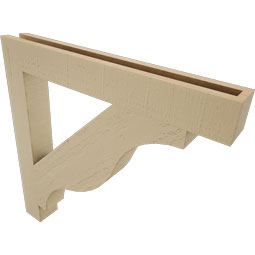 Ekena Millwork - BKTUR035X28X28FST05RCPR - Timberthane Faux Wood Funston Style Bracket, Block Ends, 3 1/2"W x 28"D x 28"H, Primed Tan