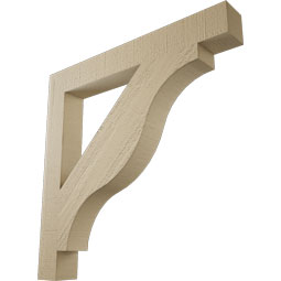 Ekena Millwork - BKTUR035X28X28FST05RCPR - Timberthane Faux Wood Funston Style Bracket, Block Ends, 3 1/2"W x 28"D x 28"H, Primed Tan