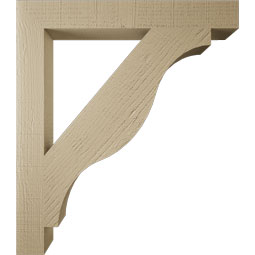 Ekena Millwork - BKTUR035X28X32FST05RCPR - Timberthane Faux Wood Funston Style Bracket, Block Ends, 3 1/2"W x 28"D x 32"H, Primed Tan