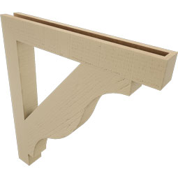Ekena Millwork - BKTUR035X28X32FST05RCPR - Timberthane Faux Wood Funston Style Bracket, Block Ends, 3 1/2"W x 28"D x 32"H, Primed Tan