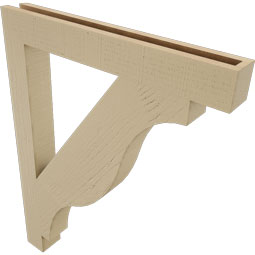 Ekena Millwork - BKTUR035X28X36FST05RCPR - Timberthane Faux Wood Funston Style Bracket, Block Ends, 3 1/2"W x 28"D x 36"H, Primed Tan