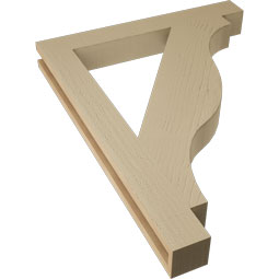 Ekena Millwork - BKTUR035X28X36FST05RCPR - Timberthane Faux Wood Funston Style Bracket, Block Ends, 3 1/2"W x 28"D x 36"H, Primed Tan