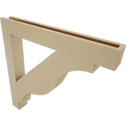 Ekena Millwork - BKTUR035X30X30FST05RCPR - Timberthane Faux Wood Funston Style Bracket, Block Ends, 3 1/2"W x 30"D x 30"H, Primed Tan