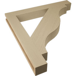 Ekena Millwork - BKTUR035X30X30FST05RCPR - Timberthane Faux Wood Funston Style Bracket, Block Ends, 3 1/2"W x 30"D x 30"H, Primed Tan