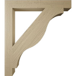 Ekena Millwork - BKTUR035X30X34FST05RCPR - Timberthane Faux Wood Funston Style Bracket, Block Ends, 3 1/2"W x 30"D x 34"H, Primed Tan