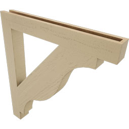 Ekena Millwork - BKTUR035X30X34FST05RCPR - Timberthane Faux Wood Funston Style Bracket, Block Ends, 3 1/2"W x 30"D x 34"H, Primed Tan