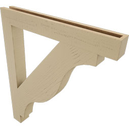 Ekena Millwork - BKTUR035X30X36FST05RCPR - Timberthane Faux Wood Funston Style Bracket, Block Ends, 3 1/2"W x 30"D x 36"H, Primed Tan