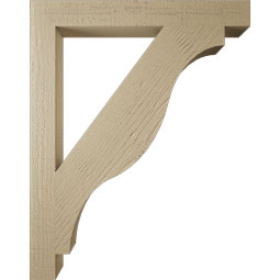 Ekena Millwork - BKTUR035X30X38FST05RCPR - Timberthane Faux Wood Funston Style Bracket, Block Ends, 3 1/2"W x 30"D x 38"H, Primed Tan