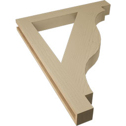 Ekena Millwork - BKTUR035X30X38FST05RCPR - Timberthane Faux Wood Funston Style Bracket, Block Ends, 3 1/2"W x 30"D x 38"H, Primed Tan
