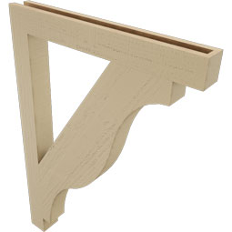 Ekena Millwork - BKTUR035X30X42FST05RCPR - Timberthane Faux Wood Funston Style Bracket, Block Ends, 3 1/2"W x 30"D x 42"H, Primed Tan