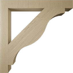 Ekena Millwork - BKTUR035X32X32FST05RCPR - Timberthane Faux Wood Funston Style Bracket, Block Ends, 3 1/2"W x 32"D x 32"H, Primed Tan