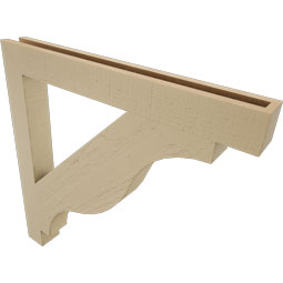 Ekena Millwork - BKTUR035X32X32FST05RCPR - Timberthane Faux Wood Funston Style Bracket, Block Ends, 3 1/2"W x 32"D x 32"H, Primed Tan