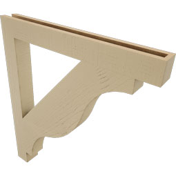 Ekena Millwork - BKTUR035X32X36FST05RCPR - Timberthane Faux Wood Funston Style Bracket, Block Ends, 3 1/2"W x 32"D x 36"H, Primed Tan