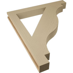 Ekena Millwork - BKTUR035X32X36FST05RCPR - Timberthane Faux Wood Funston Style Bracket, Block Ends, 3 1/2"W x 32"D x 36"H, Primed Tan