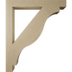 Ekena Millwork - BKTUR035X32X38FST05RCPR - Timberthane Faux Wood Funston Style Bracket, Block Ends, 3 1/2"W x 32"D x 38"H, Primed Tan