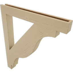Ekena Millwork - BKTUR035X32X38FST05RCPR - Timberthane Faux Wood Funston Style Bracket, Block Ends, 3 1/2"W x 32"D x 38"H, Primed Tan