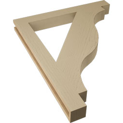 Ekena Millwork - BKTUR035X32X38FST05RCPR - Timberthane Faux Wood Funston Style Bracket, Block Ends, 3 1/2"W x 32"D x 38"H, Primed Tan