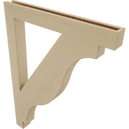 Ekena Millwork - BKTUR035X32X44FST05RCPR - Timberthane Faux Wood Funston Style Bracket, Block Ends, 3 1/2"W x 32"D x 44"H, Primed Tan