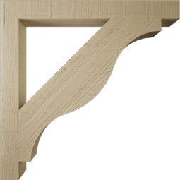 Ekena Millwork - BKTUR035X34X34FST05RCPR - Timberthane Faux Wood Funston Style Bracket, Block Ends, 3 1/2"W x 34"D x 34"H, Primed Tan