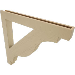 Ekena Millwork - BKTUR035X34X34FST05RCPR - Timberthane Faux Wood Funston Style Bracket, Block Ends, 3 1/2"W x 34"D x 34"H, Primed Tan
