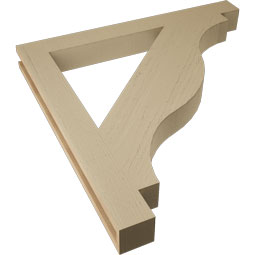Ekena Millwork - BKTUR035X34X34FST05RCPR - Timberthane Faux Wood Funston Style Bracket, Block Ends, 3 1/2"W x 34"D x 34"H, Primed Tan