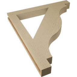 Ekena Millwork - BKTUR035X34X38FST05RCPR - Timberthane Faux Wood Funston Style Bracket, Block Ends, 3 1/2"W x 34"D x 38"H, Primed Tan