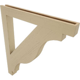 Ekena Millwork - BKTUR035X34X40FST05RCPR - Timberthane Faux Wood Funston Style Bracket, Block Ends, 3 1/2"W x 34"D x 40"H, Primed Tan