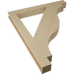 Ekena Millwork - BKTUR035X34X40FST05RCPR - Timberthane Faux Wood Funston Style Bracket, Block Ends, 3 1/2"W x 34"D x 40"H, Primed Tan