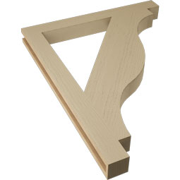 Ekena Millwork - BKTUR035X34X42FST05RCPR - Timberthane Faux Wood Funston Style Bracket, Block Ends, 3 1/2"W x 34"D x 42"H, Primed Tan