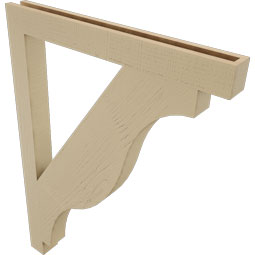 Ekena Millwork - BKTUR035X34X46FST05RCPR - Timberthane Faux Wood Funston Style Bracket, Block Ends, 3 1/2"W x 34"D x 46"H, Primed Tan