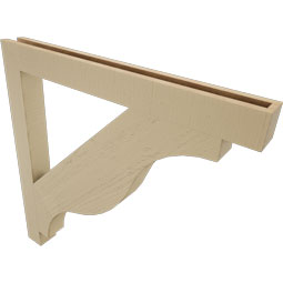 Ekena Millwork - BKTUR035X36X36FST05RCPR - Timberthane Faux Wood Funston Style Bracket, Block Ends, 3 1/2"W x 36"D x 36"H, Primed Tan