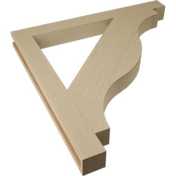 Ekena Millwork - BKTUR035X36X36FST05RCPR - Timberthane Faux Wood Funston Style Bracket, Block Ends, 3 1/2"W x 36"D x 36"H, Primed Tan