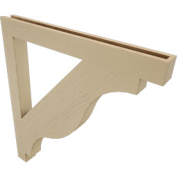 Ekena Millwork - BKTUR035X36X40FST05RCPR - Timberthane Faux Wood Funston Style Bracket, Block Ends, 3 1/2"W x 36"D x 40"H, Primed Tan
