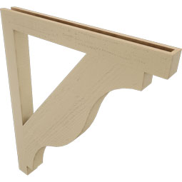 Ekena Millwork - BKTUR035X36X44FST05RCPR - Timberthane Faux Wood Funston Style Bracket, Block Ends, 3 1/2"W x 36"D x 44"H, Primed Tan