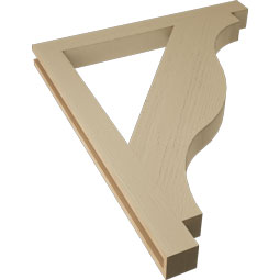 Ekena Millwork - BKTUR035X36X44FST05RCPR - Timberthane Faux Wood Funston Style Bracket, Block Ends, 3 1/2"W x 36"D x 44"H, Primed Tan