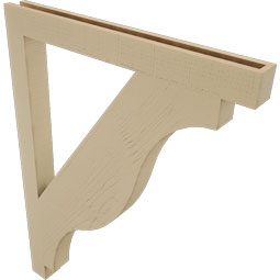 Ekena Millwork - BKTUR035X36X48FST05RCPR - Timberthane Faux Wood Funston Style Bracket, Block Ends, 3 1/2"W x 36"D x 48"H, Primed Tan