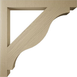 Ekena Millwork - BKTUR035X38X38FST05RCPR - Timberthane Faux Wood Funston Style Bracket, Block Ends, 3 1/2"W x 38"D x 38"H, Primed Tan